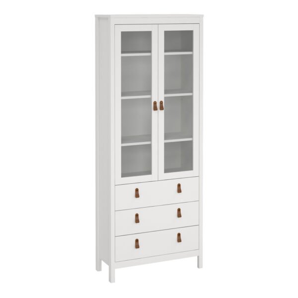 Barcelona China cabinet 2 doors w/glass + 3 drawers in White